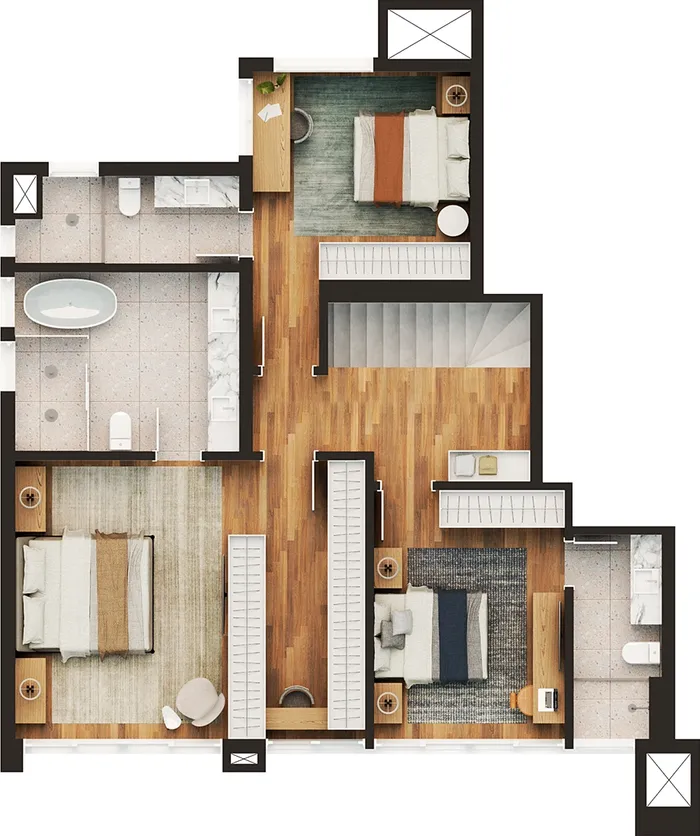 Planta humanizada Duplex 20º e 22º andar, piso superior